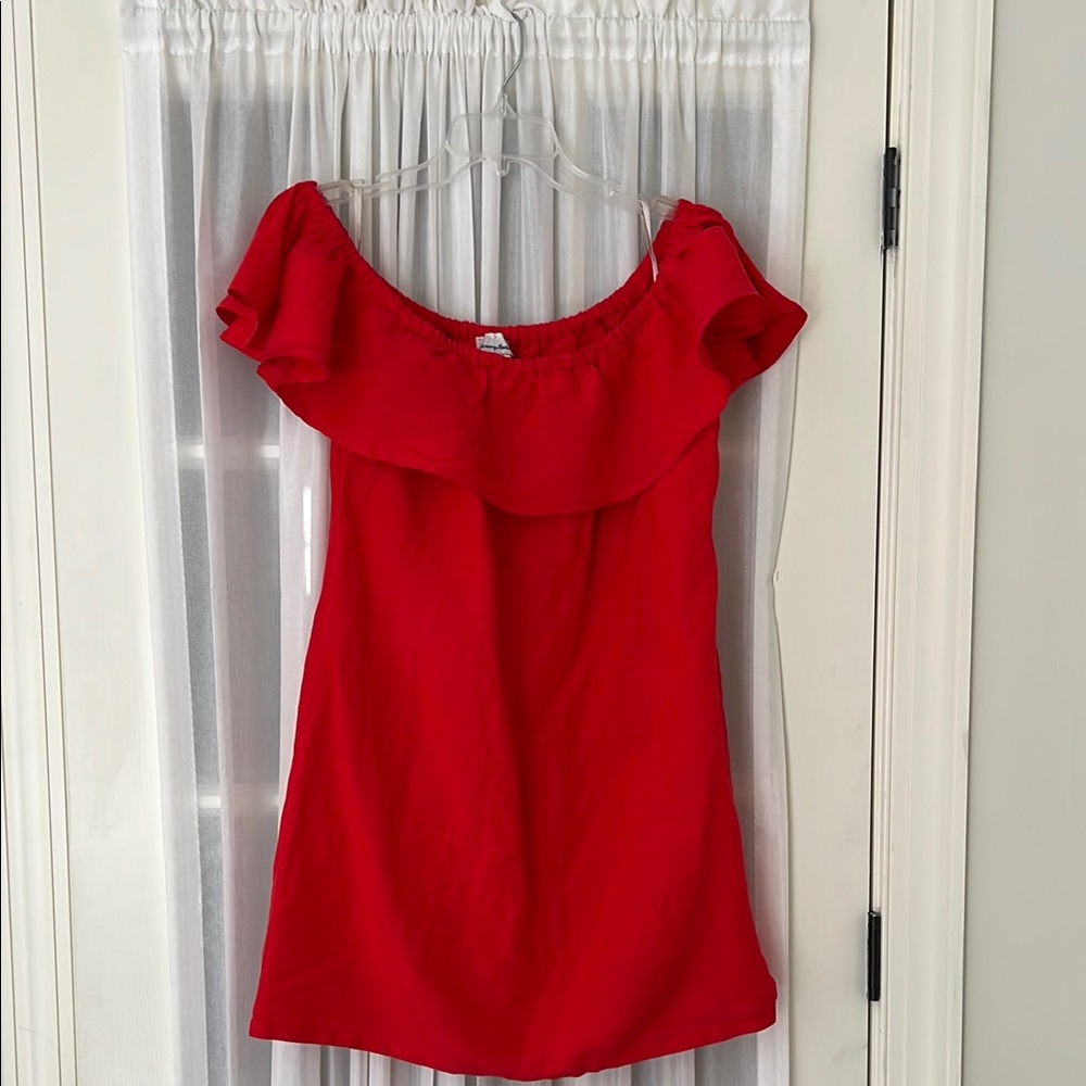 Tommy Bahama Linen Off-Shoulder Ruffle Top Dress